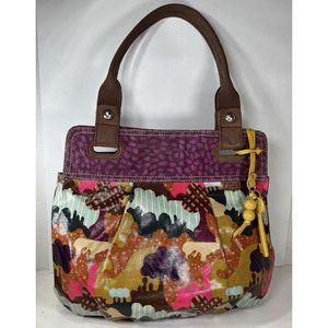 Fossil Multicolor Tree Nature Print Coated Canvas Tote Shoulder Bag